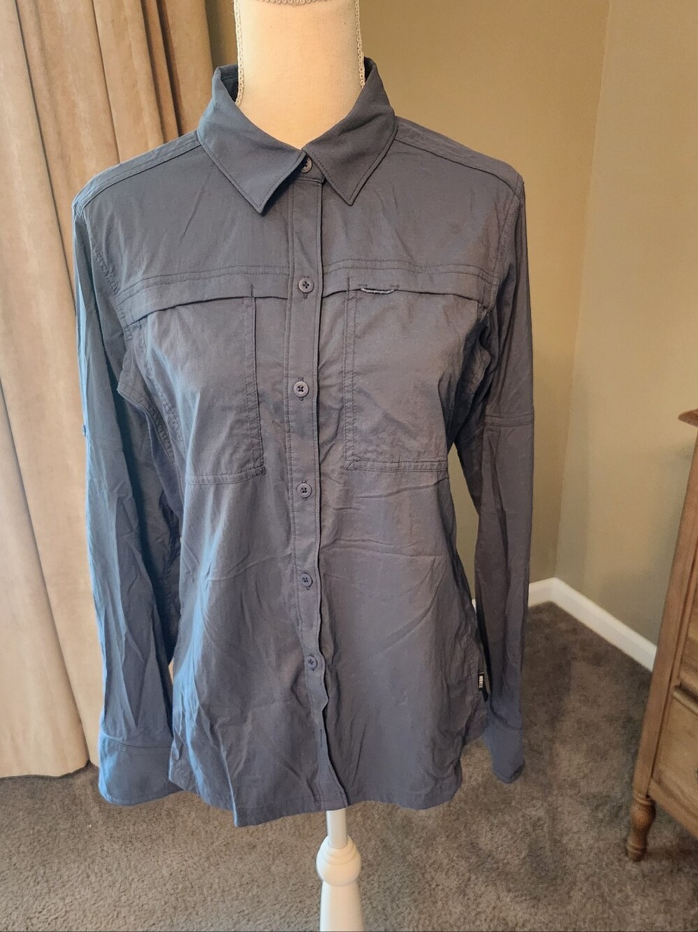 REI Slate Gray Button-Down Utility Shirt